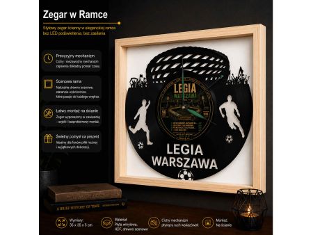 Legia Warszawa Zegar Ścienny Płyta Winylowa Nowoczesny Dekoracyjny Na Prezent Urodziny X0232 evevo.pl