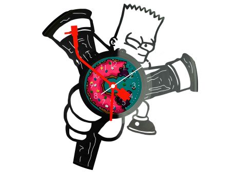 BART SIMPSON THE SIMPSONS ZEGAR ŚCIENNY DEKORACYJNY NOWOCZESNY PŁYTA WINYLOWA WINYL NA PREZENT EVEVO EVEVO.PL F0007
