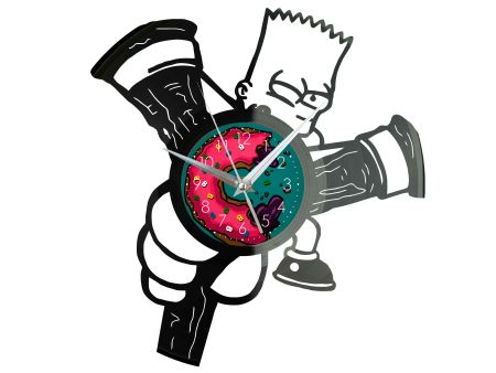 BART SIMPSON THE SIMPSONS ZEGAR ŚCIENNY DEKORACYJNY NOWOCZESNY PŁYTA WINYLOWA WINYL NA PREZENT EVEVO EVEVO.PL F0007