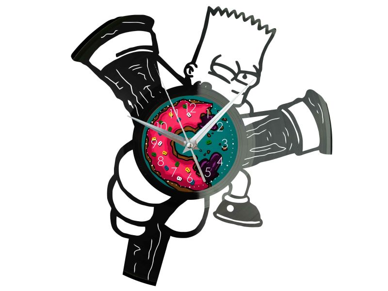 BART SIMPSON THE SIMPSONS ZEGAR ŚCIENNY DEKORACYJNY NOWOCZESNY PŁYTA WINYLOWA WINYL NA PREZENT EVEVO EVEVO.PL F0007