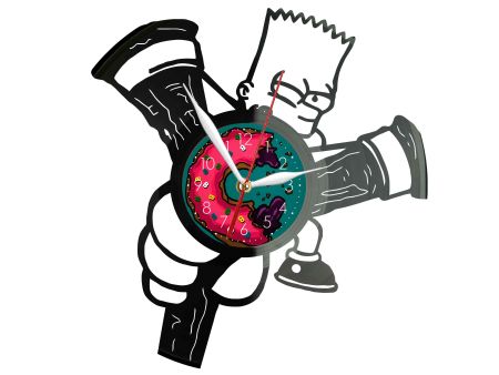 BART SIMPSON THE SIMPSONS ZEGAR ŚCIENNY DEKORACYJNY NOWOCZESNY PŁYTA WINYLOWA WINYL NA PREZENT EVEVO EVEVO.PL F0007