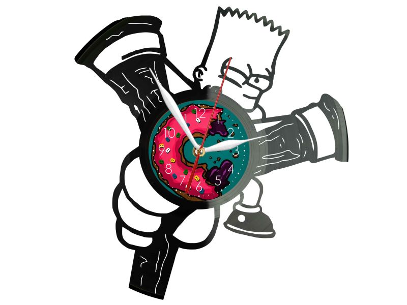 BART SIMPSON THE SIMPSONS ZEGAR ŚCIENNY DEKORACYJNY NOWOCZESNY PŁYTA WINYLOWA WINYL NA PREZENT EVEVO EVEVO.PL F0007