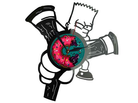 BART SIMPSON THE SIMPSONS ZEGAR ŚCIENNY DEKORACYJNY NOWOCZESNY PŁYTA WINYLOWA WINYL NA PREZENT EVEVO EVEVO.PL F0007