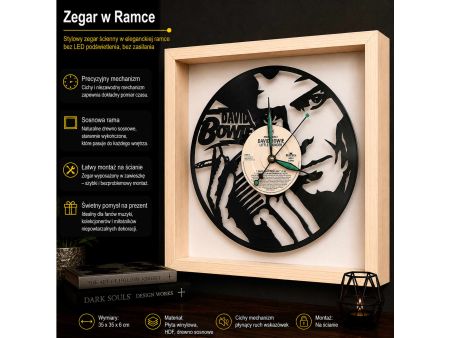 David Bowie Winyl Zegar Ścienny Płyta Winylowa Unikalna Dekoracja Dla Fanów Muzyki Rockowej Popkultury Z0002