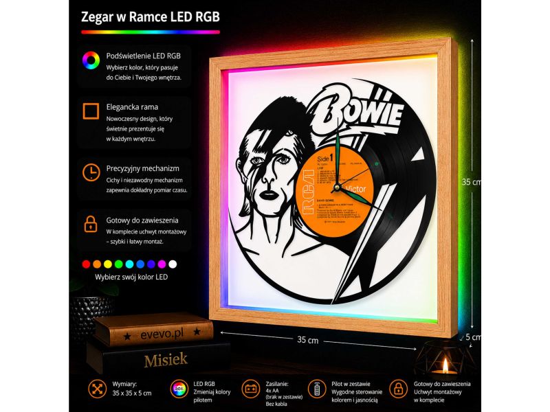 David Bowie Winyl Zegar Ścienny Płyta Winylowa Prezent Upominek Dla Niej Dla Niego EVEVO Z0004