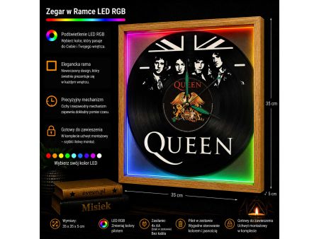 Queen Winyl Zegar Ścienny Płyta Winylowa Unikalna Dekoracja Dla Fanów Muzyki Rockowej I Popkultury EVEVO Z0007
