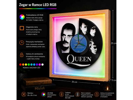 Queen Płyta Winylowa Zegar Ścienny Unikalna Dekoracja Dla Fanów Muzyki Rockowej I Popkultury EVEVO Z0010