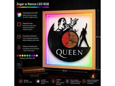 Queen Winyl Zegar Ścienny Płyta Winylowa Unikalna Dekoracja Dla Fanów Muzyki Rockowej I Popkultury EVEVO Z0011