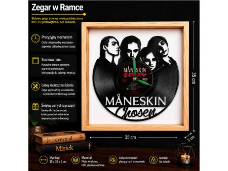 Maneskin Winyl Zegar Ścienny Płyta Winylowa Unikalna Dekoracja Dla Fanów Muzyki Prezent Upominek Gift EVEVO Z0012