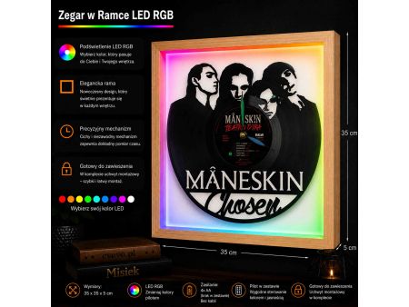 Maneskin Winyl Zegar Ścienny Płyta Winylowa Unikalna Dekoracja Dla Fanów Muzyki Prezent Upominek Gift EVEVO Z0012