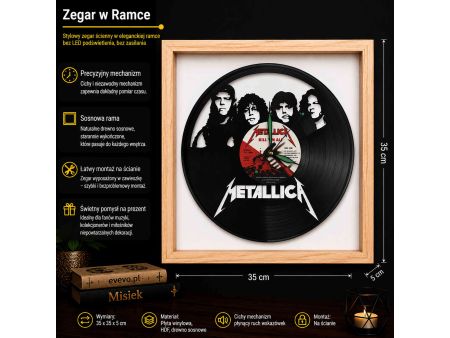 Metallica Winyl Zegar Ścienny Płyta Winylowa Unikalna Dekoracja Dla Fanów Muzyki Prezent Upominek Gift EVEVO Z0013