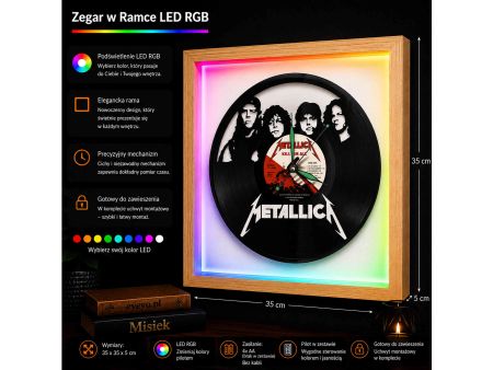 Metallica Winyl Zegar Ścienny Płyta Winylowa Unikalna Dekoracja Dla Fanów Muzyki Prezent Upominek Gift EVEVO Z0013