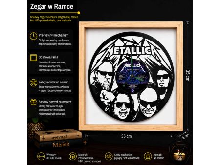 METALLICA ZEGAR ŚCIENNY DEKORACYJNY NOWOCZESNY PŁYTA WINYLOWA WINYL NA PREZENT EVEVO EVEVO.PL Z0014