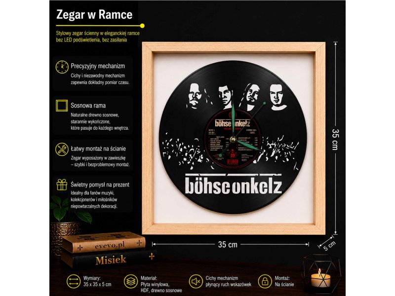 Böhse Onkelz Zegar Ścienny Płyta Winylowa Nowoczesny Dekoracyjny Na Prezent Urodziny