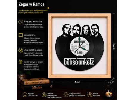 BOHSE ONKELZ WINYL ZEGAR ŚCIENNY PŁYTA WINYLOWA PREZENT UPOMINEK URODZINY DLA NIEJ DLA NIEGO EVEVO EVEVO.PL Z0017