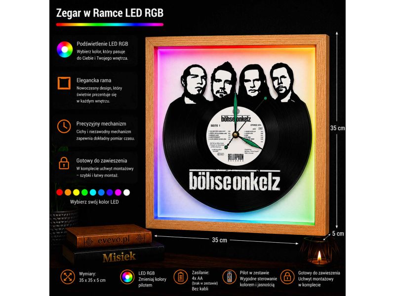 BOHSE ONKELZ WINYL ZEGAR ŚCIENNY PŁYTA WINYLOWA PREZENT UPOMINEK URODZINY DLA NIEJ DLA NIEGO EVEVO EVEVO.PL Z0017