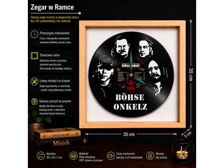 Böhse Onkelz Winyl Zegar Ścienny Płyta Winylowa Nowoczesny Dekoracyjny Na Prezent Urodziny Z0018