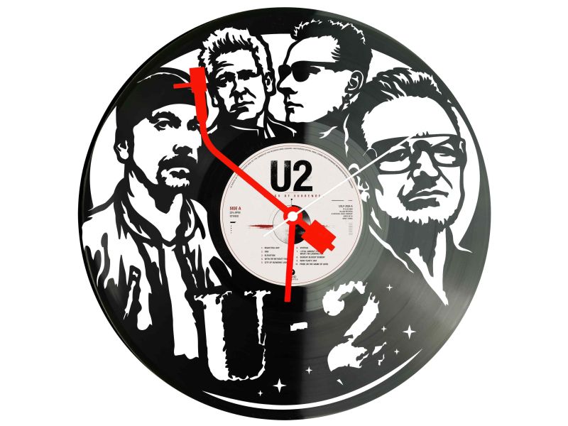 U2 Winyl Zegar Ścienny Płyta Winylowa Unikalna Dekoracja Dla Fanów Muzyki Prezent Upominek Gift EVEVO Z0025