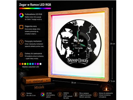 Snoop Dogg Winyl Zegar Ścienny Płyta Winylowa Unikalna Dekoracja Dla Fanów Muzyki Prezent Upominek Gift EVEVO Z0068