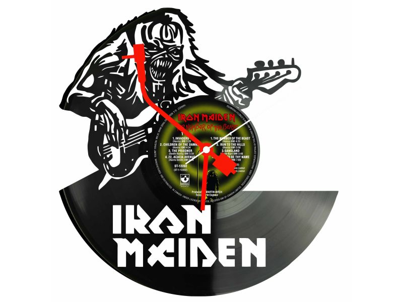 Iron Maiden Winyl Zegar Ścienny Płyta Winylowa Unikalna Dekoracja Dla Fanów Muzyki Prezent Upominek Gift EVEVO Z0069