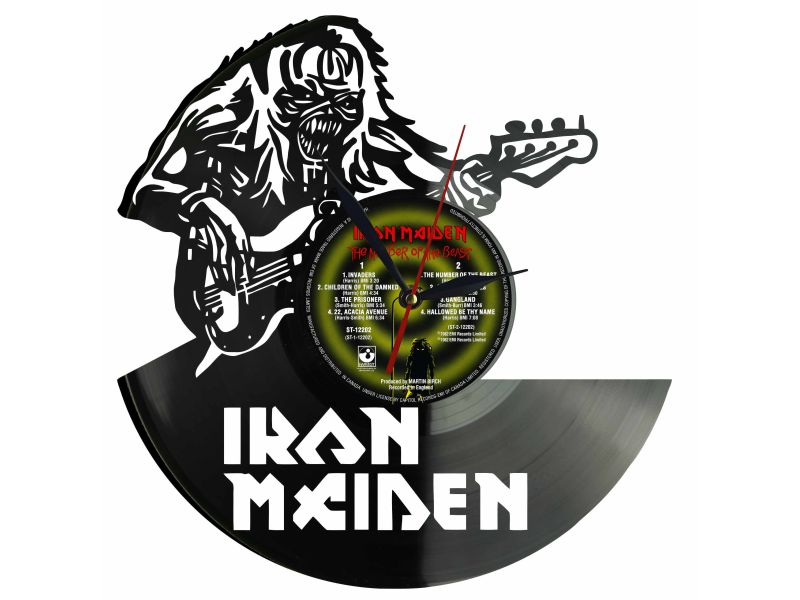 Iron Maiden Winyl Zegar Ścienny Płyta Winylowa Unikalna Dekoracja Dla Fanów Muzyki Prezent Upominek Gift EVEVO Z0069