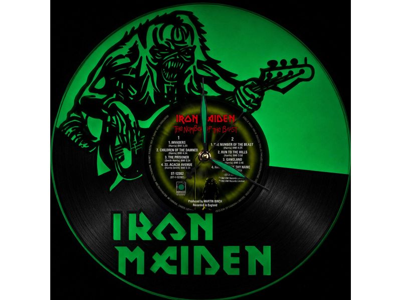 Iron Maiden Winyl Zegar Ścienny Płyta Winylowa Unikalna Dekoracja Dla Fanów Muzyki Prezent Upominek Gift EVEVO Z0069