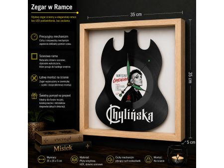 Agnieszka Chylińska Winyl Zegar Ścienny Płyta Winylowa Unikalna Dekoracja Dla Fanów Muzyki Prezent Upominek Gift EVEVO Z0070