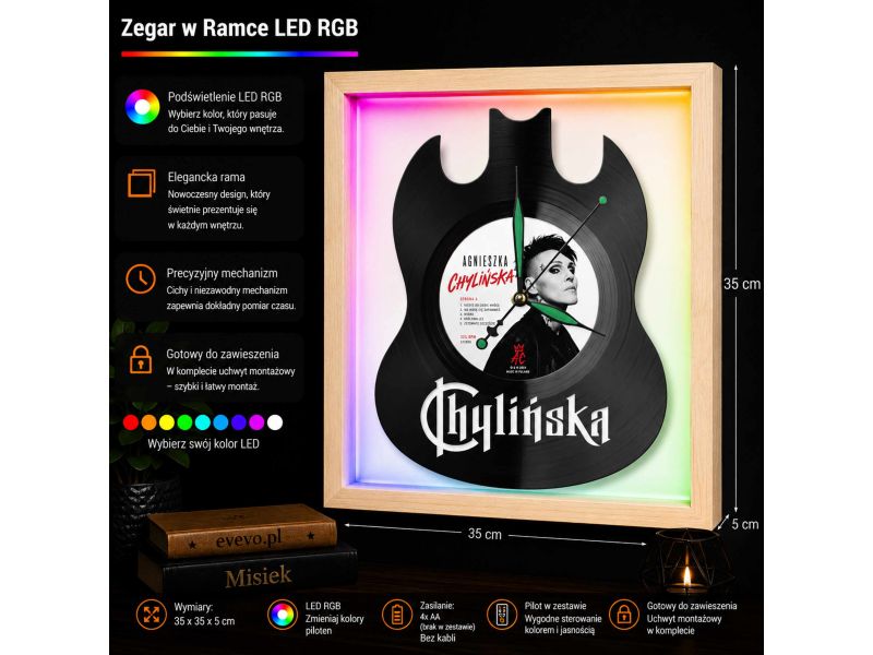 Agnieszka Chylińska Winyl Zegar Ścienny Płyta Winylowa Unikalna Dekoracja Dla Fanów Muzyki Prezent Upominek Gift EVEVO Z0070