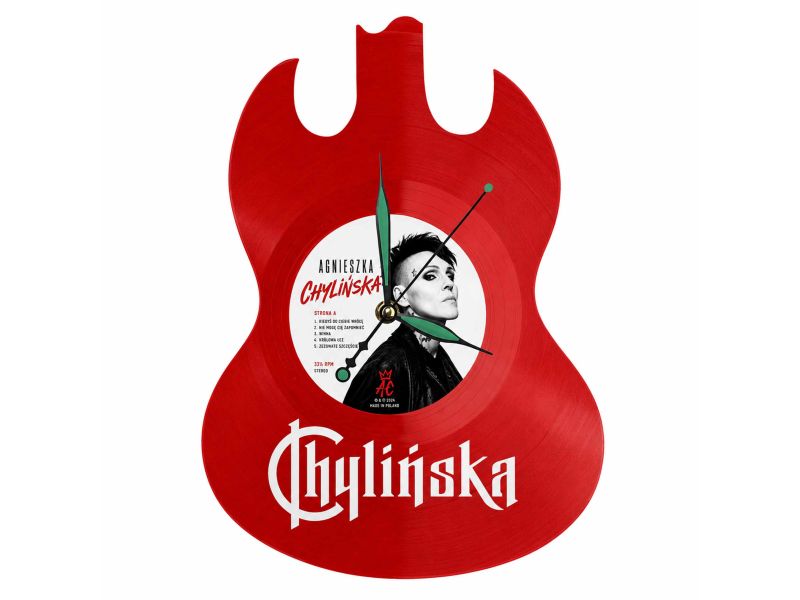 Agnieszka Chylińska Winyl Zegar Ścienny Płyta Winylowa Unikalna Dekoracja Dla Fanów Muzyki Prezent Upominek Gift EVEVO Z0070