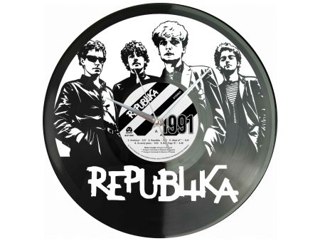 Republika Winyl Zegar Ścienny Płyta Winylowa Unikalna Dekoracja Dla Fanów Muzyki Prezent Upominek Gift EVEVO Z0074