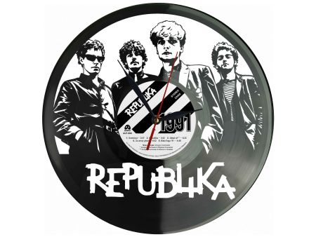 Republika Winyl Zegar Ścienny Płyta Winylowa Unikalna Dekoracja Dla Fanów Muzyki Prezent Upominek Gift EVEVO Z0074