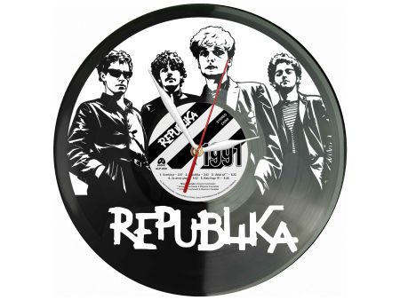Republika Winyl Zegar Ścienny Płyta Winylowa Unikalna Dekoracja Dla Fanów Muzyki Prezent Upominek Gift EVEVO Z0074
