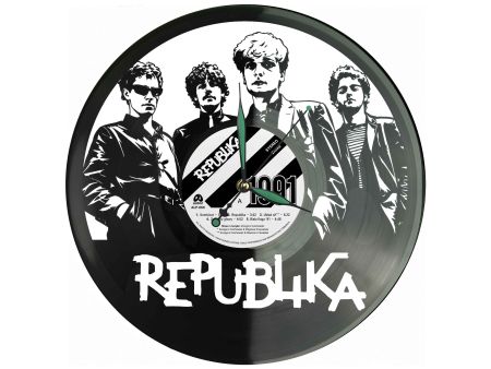 Republika Winyl Zegar Ścienny Płyta Winylowa Unikalna Dekoracja Dla Fanów Muzyki Prezent Upominek Gift EVEVO Z0074