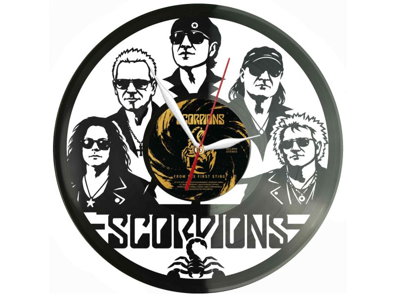 Scorpions Winyl Zegar Ścienny Płyta Winylowa Unikalna Dekoracja Dla Fanów Muzyki Prezent Upominek Gift EVEVO Z0088