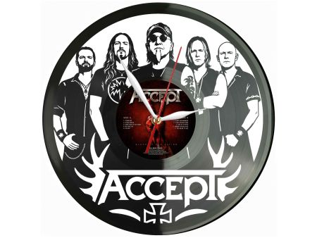 Accept Winyl Zegar Ścienny Płyta Winylowa Unikalna Dekoracja Dla Fanów Muzyki Prezent Upominek Gift EVEVO Z0091