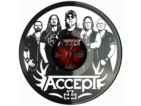 Accept Winyl Zegar Ścienny Płyta Winylowa Unikalna Dekoracja Dla Fanów Muzyki Prezent Upominek Gift EVEVO Z0091