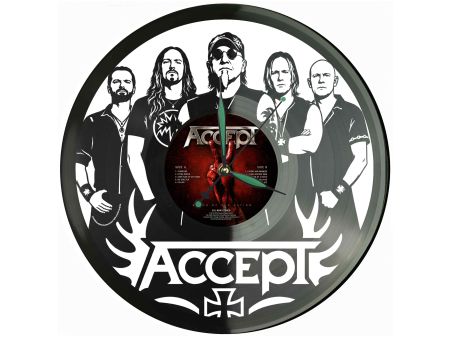 Accept Winyl Zegar Ścienny Płyta Winylowa Unikalna Dekoracja Dla Fanów Muzyki Prezent Upominek Gift EVEVO Z0091
