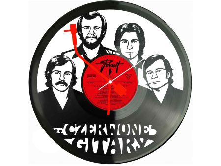 Czerwone Gitary Winyl Zegar Ścienny Płyta Winylowa Unikalna Dekoracja Dla Fanów Muzyki Prezent Upominek Gift EVEVO Z0095