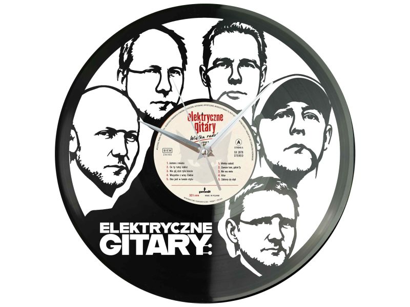 Elektryczne Gitary Winyl Zegar Ścienny Płyta Winylowa Unikalna Dekoracja Dla Fanów Muzyki Prezent Upominek Gift EVEVO Z0096