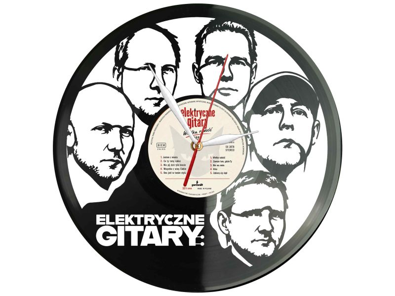 Elektryczne Gitary Winyl Zegar Ścienny Płyta Winylowa Unikalna Dekoracja Dla Fanów Muzyki Prezent Upominek Gift EVEVO Z0096