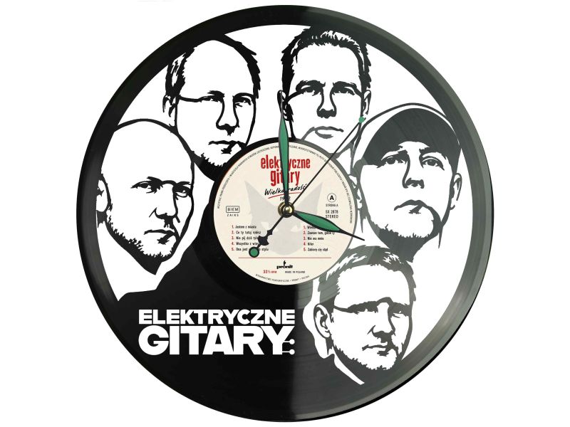 Elektryczne Gitary Winyl Zegar Ścienny Płyta Winylowa Unikalna Dekoracja Dla Fanów Muzyki Prezent Upominek Gift EVEVO Z0096