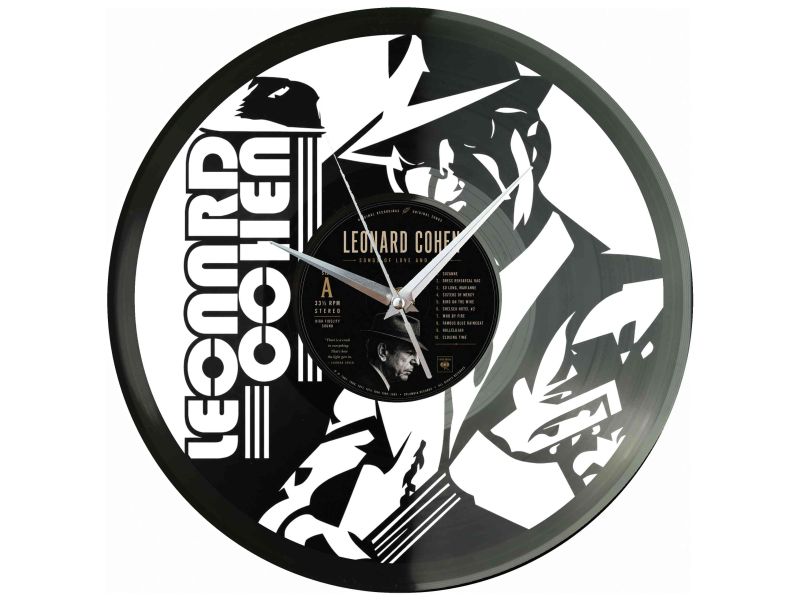 Leonard Cohen Winyl Zegar Ścienny Płyta Winylowa Unikalna Dekoracja Dla Fanów Muzyki Prezent Upominek Gift EVEVO Z0117