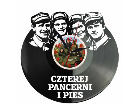 Czterej Pancerni i Pies Winyl Zegar Ścienny Płyta Winylowa Unikalna Dekoracja Dla Fanów Muzyki Prezent Upominek Gift EVEVO F0003