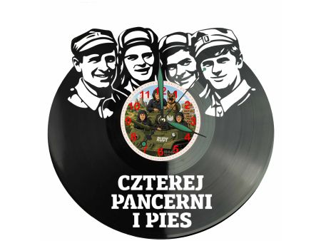 Czterej Pancerni i Pies Winyl Zegar Ścienny Płyta Winylowa Unikalna Dekoracja Dla Fanów Muzyki Prezent Upominek Gift EVEVO F0003