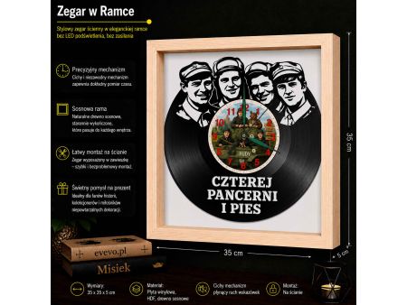 Czterej Pancerni i Pies Winylowa Zegar Ścienny Prezent Upominek Urodziny Dla Niej Dla Niego EVEVO evevo.pl V0033