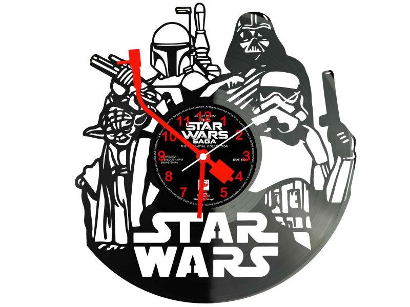 STAR WARS ZEGAR ŚCIENNY GWIEZDNE WOJNY PŁYTA WINYLOWA DLA NIEJ DLA NIEGO UPOMINEK PREZENT URODZINY EVEVO EVEVO.PL W0005