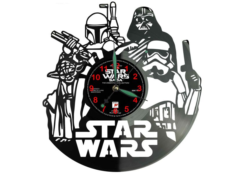 STAR WARS ZEGAR ŚCIENNY GWIEZDNE WOJNY PŁYTA WINYLOWA DLA NIEJ DLA NIEGO UPOMINEK PREZENT URODZINY EVEVO EVEVO.PL W0005