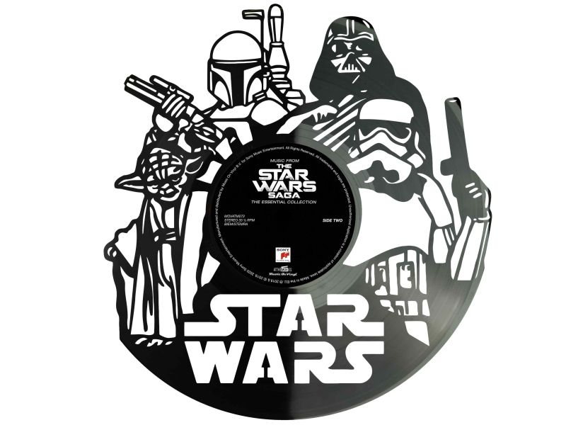 STAR WARS ZEGAR ŚCIENNY GWIEZDNE WOJNY PŁYTA WINYLOWA DLA NIEJ DLA NIEGO UPOMINEK PREZENT URODZINY EVEVO EVEVO.PL W0005