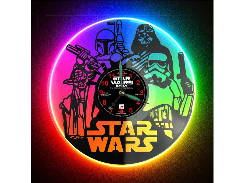 STAR WARS ZEGAR ŚCIENNY GWIEZDNE WOJNY PŁYTA WINYLOWA DLA NIEJ DLA NIEGO UPOMINEK PREZENT URODZINY EVEVO EVEVO.PL W0005