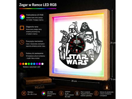 STAR WARS ZEGAR ŚCIENNY GWIEZDNE WOJNY PŁYTA WINYLOWA DLA NIEJ DLA NIEGO UPOMINEK PREZENT URODZINY EVEVO EVEVO.PL W0005